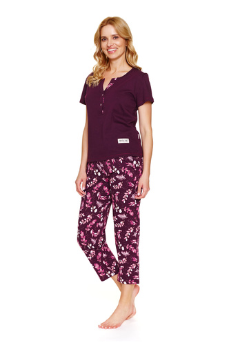 Doctor Nap 7267 – Piżama damska plus size z bawełny | Polska produkcja, 100% bawełna - burgundy
