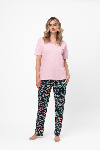 Pijama de algodón para mujer Marisal - manga corta, pantalón largo Moda Italiana