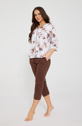 Pijama de mujer Cornette Simone 162/498 algodón botones manga 3/4 pantalón 7/8