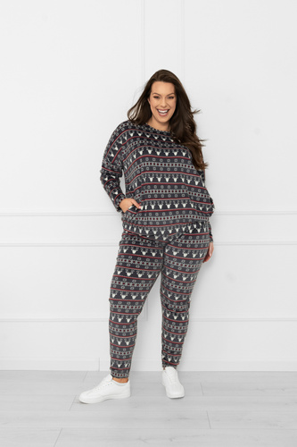 Conjunto de señora Navara - conjunto de forro polar con motivos navideños y renos Italian Fashion - grafito