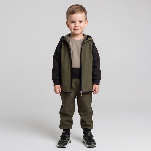 Nicol Pantalones 229052 softshell infantiles con forro polar, cintura alta y puños - caqui