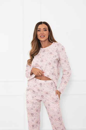 Pijama de mujer Satui - algodón, manga larga y pantalón, estampado floral Moda Italiana