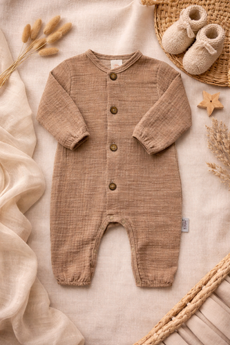 Pijama Just Muslin 02235BSL Makoma latte- ligero, transpirable, 100% algodón