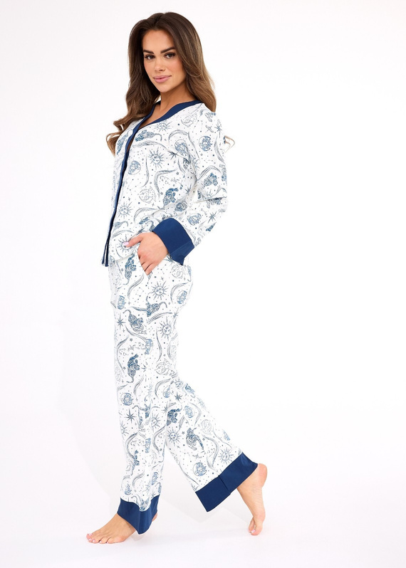 Pijama de señora 514/443 Amber CORNETTE - algodón, manga larga, abotonado