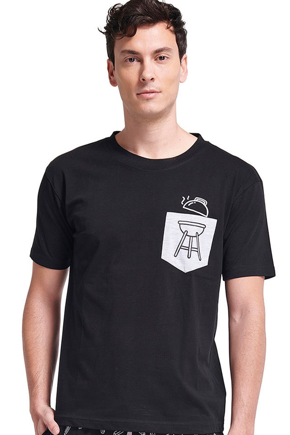 Gianny Pijama hombre Sorbetto gris - manga corta, pantalón corto, estampado, algodón