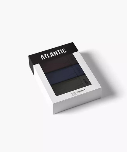 Bóxers para hombre Atlantic 3MH-0177 A3 pack de 3 marrón-índigo-khaki, algodón, pierna larga