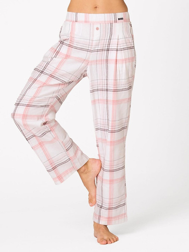 Pantalones de pijama Key LHE 415 blancos – franela a cuadros, 100% algodón