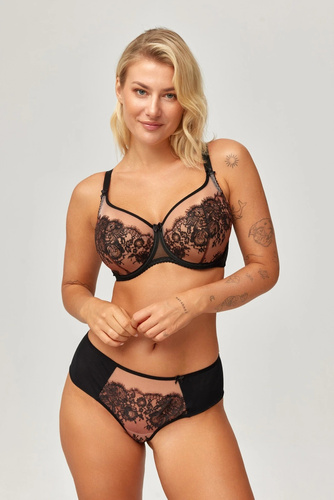 Biustier Sara Azal Semi Soft negro de encaje, semiacolchado con aros