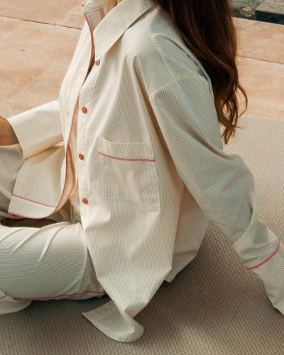 Pijama mujer Sensis Raven lima – algodón, camisa con botones y pantalón