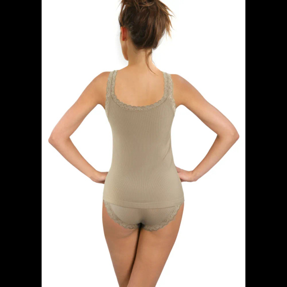 Camiseta mujer Sesto Senso 6109 encaje sin costuras elástica sabia