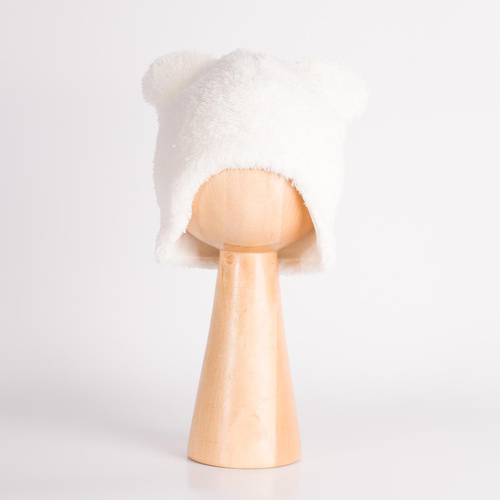 Nicol Tosia 225265 Gorro blanco de algodón con orejas de oso Uszatka