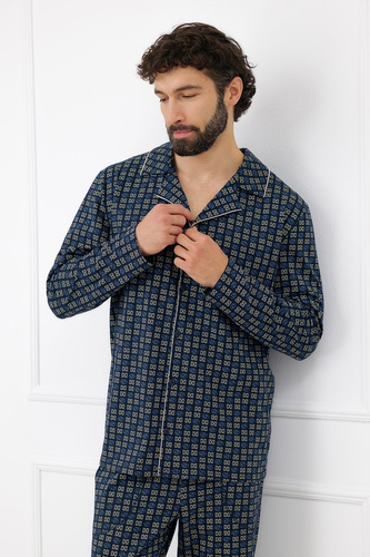Pijama para hombre Italian Fashion Broken 100% algodón manga larga con botones