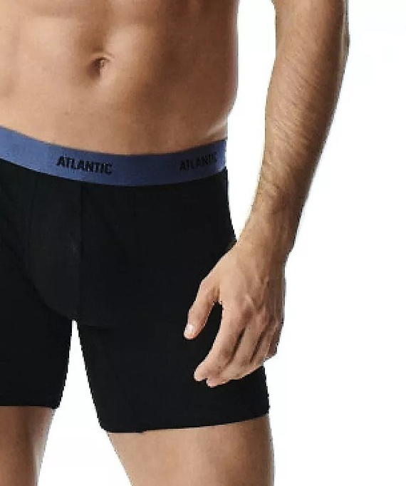 Bóxers para hombre Atlantic 3MH-0177 A3 3-pack negro-denim, algodón, pierna larga