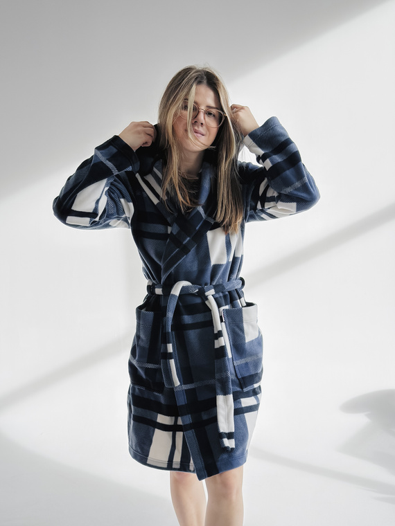 031 De Lafense albornoz manta - cálido albornoz de las mujeres de lana Super Cozy, azul