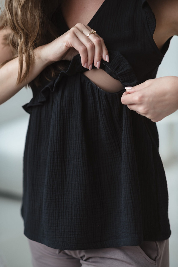 Milky Butterfly Blusa de maternidad y lactancia - comodidad y estilo Milk&Love negro