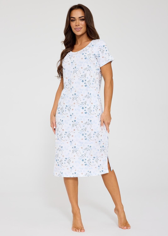 Camisón Cornette Florence 2 ecru – 100% algodón, estampado floral