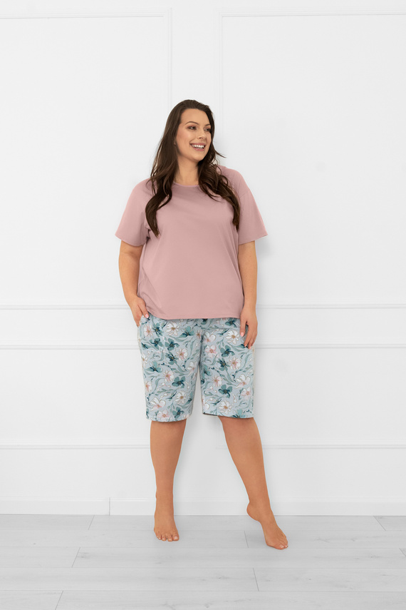 Pijama señora Perlis - manga corta, pantalón corto, algodón Moda Italiana