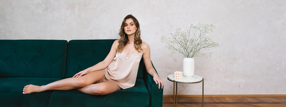 Touch Pijama de señora slim fit, short Moda Italiana - beige