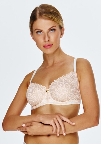 2554 Sujetador Lupoline beige - elegante encaje, copas con aros suaves