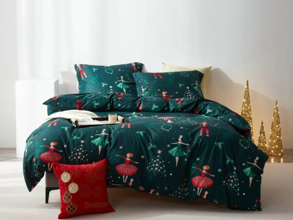 Ballet Navidad verde ropa de cama de microsatin I25 Spod Igły i Nitki - suave, lisa y duradera