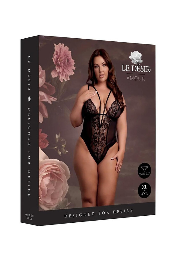 Body AMR006 Amour Le Désir Body de encaje Plus Size XL-4XL Negro