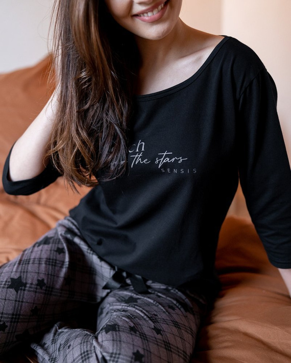 Sensis Reach For The Stars Pijama de mujer - negro-marrón