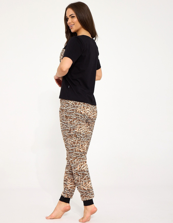 Cornette Margot 1114/515 Pijama de mujer 100% algodón marrón con encaje