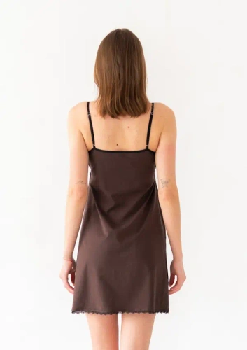 Camisón Dkaren Viki 2 de algodón con encaje - color chocolate