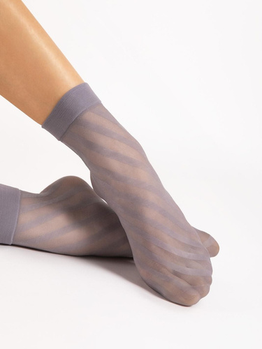 Fiore G1202 Riga Calcetines de mujer 20 DEN Red con rayas Gris