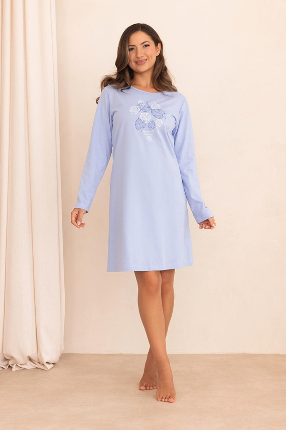Camisón de mujer Regina 2010 100% algodón manga larga diseño azul