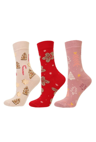 Calcetines de mujer Moraj CSLS250-048 navideños de algodón sin costuras, sin compresión
