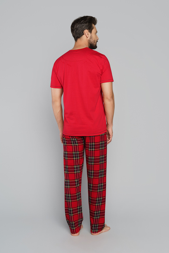 Narwik Pijama hombre manga corta, pantalón largo Moda Italiana- rojo/estampado