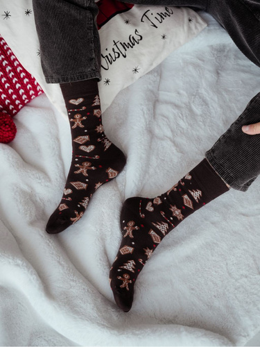 1290-037 Calcetines de Navidad para hombre Milena - Christmas Gingerbread, Marrón