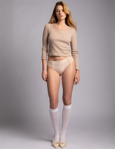 Braguitas L-1593 BI Lama algodón encaje pack 2 cómodas