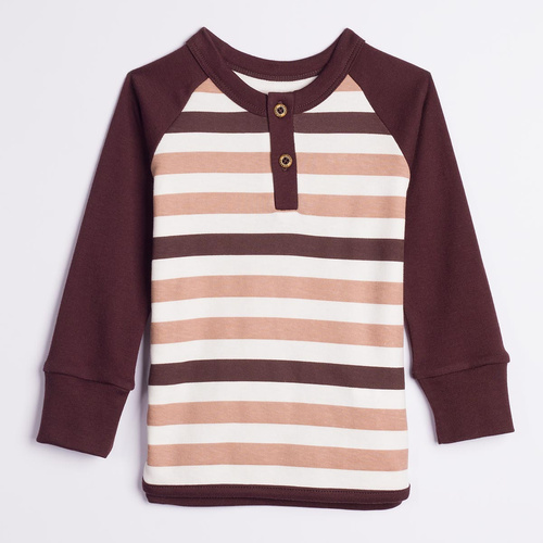 227139 Nicol BENEK Camiseta raglán para niño henley a rayas manga larga