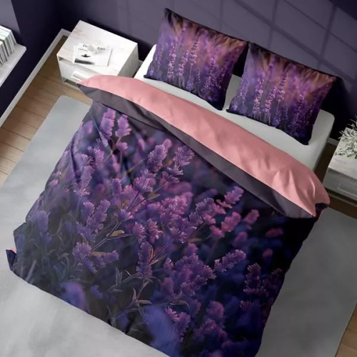 5317 A Ropa de cama de microfibra 3D con motivo de lavanda al atardecer - Detexpol