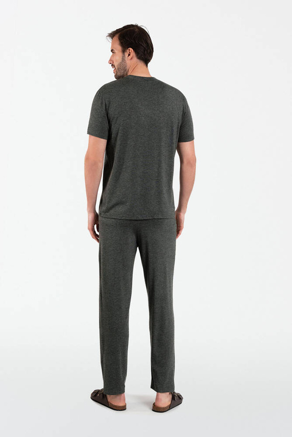 Akord Pijama hombre manga corta, pantalón largo Moda Italiana - c.melange