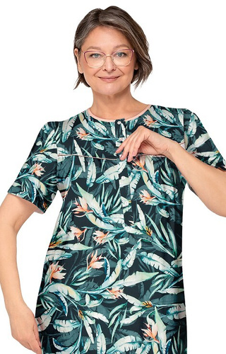 203 Bogna I Camisón de mujer Martel 29 verde oscuro - algodón, manga corta, desabrochado