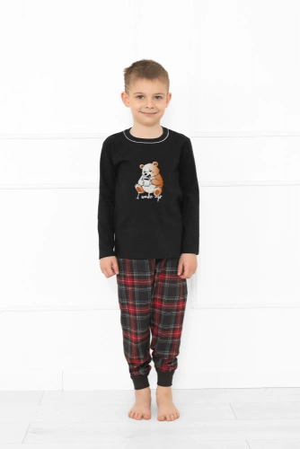 Pijama Rusoli para niños Italian Fashion dark melange - algodón, largo, estampado navideño