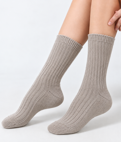 Pesail 3054 wz.54 Wik calcetines de mujer de invierno acanalados Merynos-3 beige