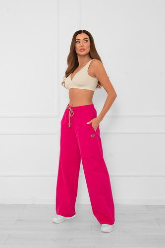 Pantalones largos de mujer Caro fucsia - pantalones elegantes y con estilo en un color de moda