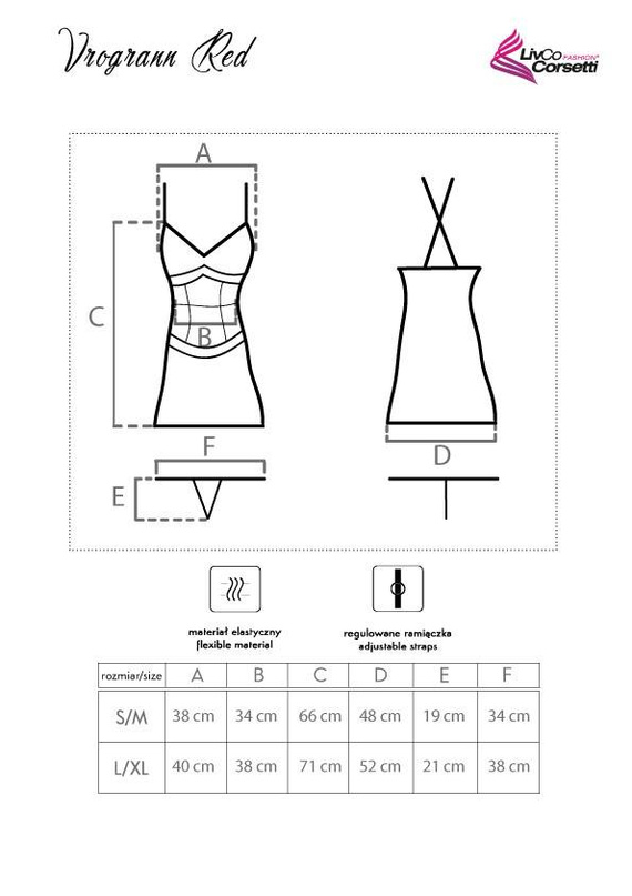 Vrogrann Picardías rojo y tanga LivCo Corsetti Fashion