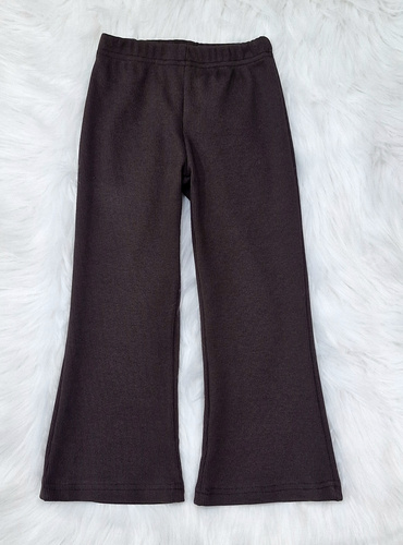 Pantalón de campana de canalé Bambarillo chocolate - punto de canalé, algodón con elastano