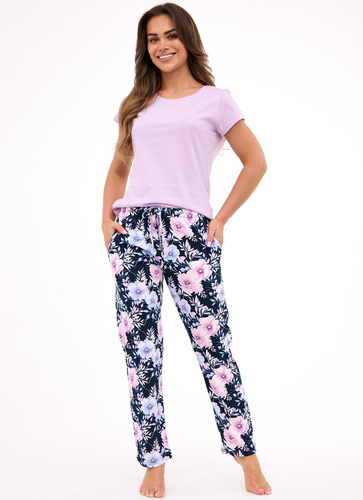 690/48 Pantalón de pijama Cornette para mujer | Largo, bolsillos, ajuste en la cintura