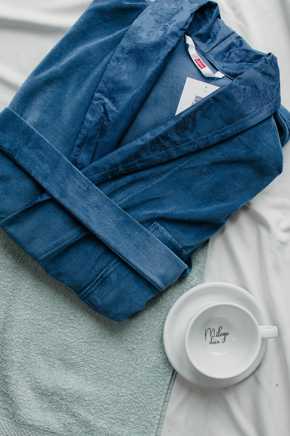 866 Noble Albornoz de terciopelo para hombre De Lafense - corto, elegante, algodón - denim