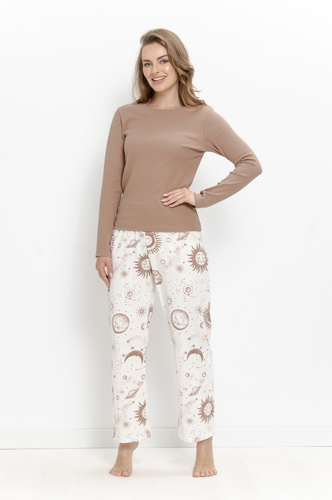 Pijama de mujer Taro Astra 3618 de algodón, larga, marrón Cosmos