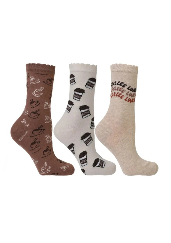Calcetines de mujer Moraj CSL250-989 de algodón con motivo de café, sin compresión