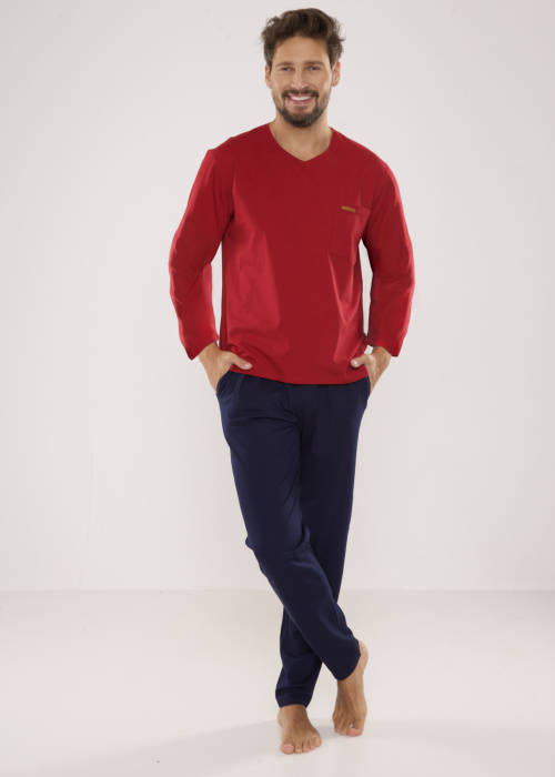 683 Kevin Forex Pijama de hombre - granate - azul marino