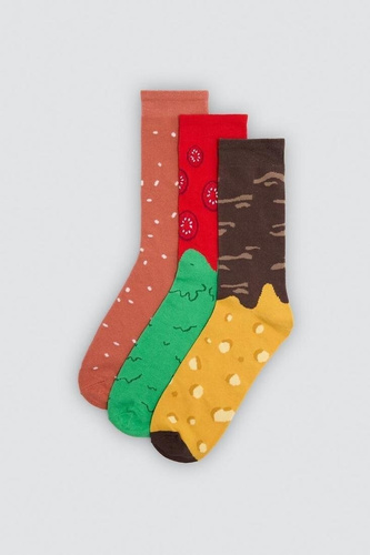 Ysabel Mora 17501 Calcetines Unisex Burger 3 Pares de Algodón Regalo