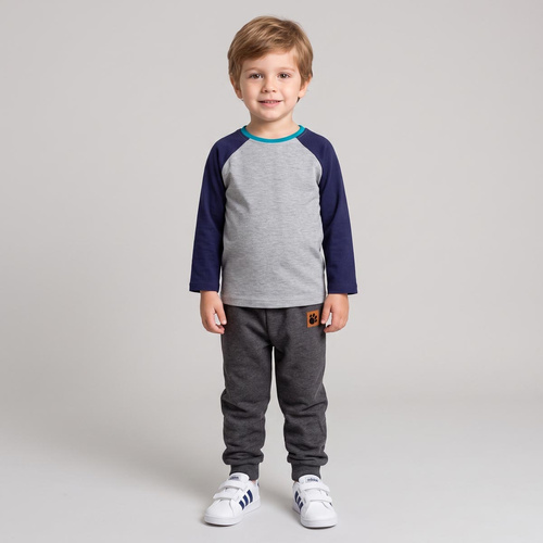 228141 Nicol FARMA Camiseta raglán para niño azul marino jaspeada algodón